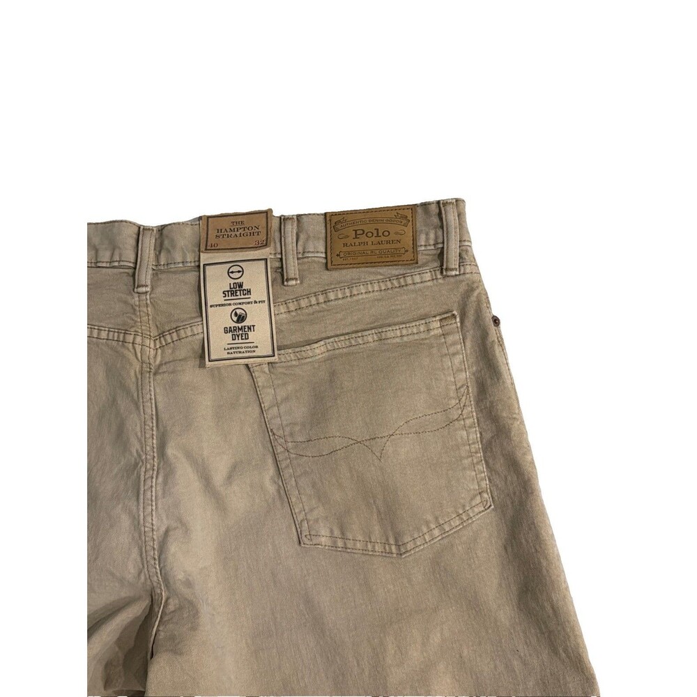 NWT Polo Ralph Lauren The Hampton Relaxed Straight Low Stretch Denim Jeans Tan